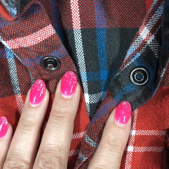 44mm orange and blue plaid snap button flannel size medium - Picture 4 of 10